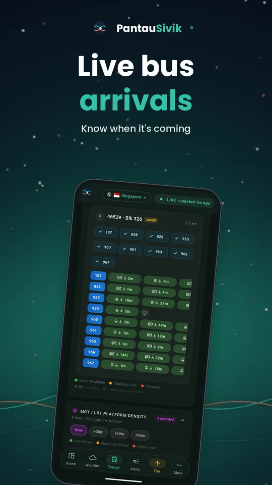 Live bus arrivals screen